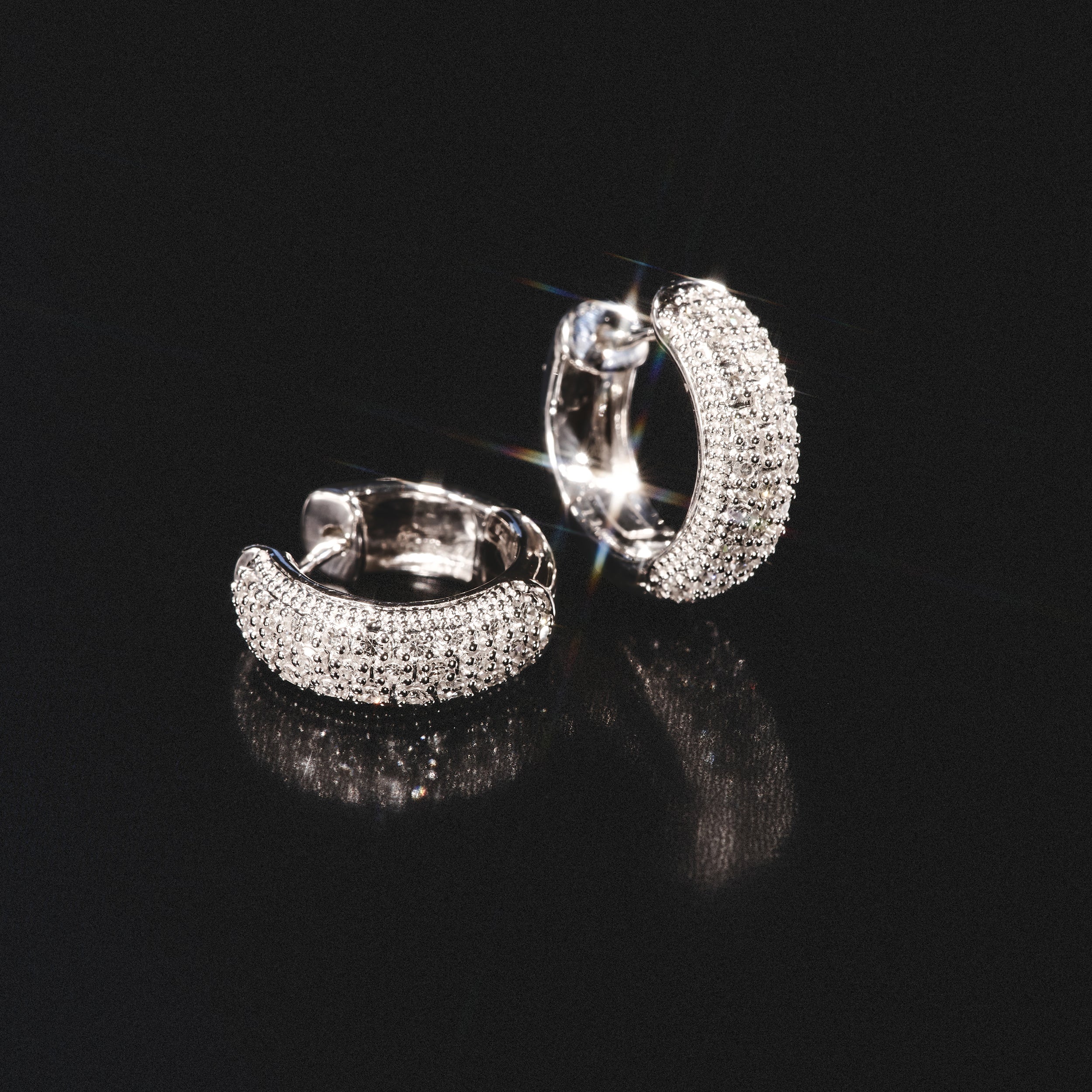 Huggie Earrings Lab Diamond Pave Set 0.33ct in 925 Silver